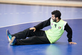 Jugador lesionado. Partido Rusia - Egipto. Categoría masculina. Campeonato del Mundo Universitario de Balonmano. Antequera. Julio de 2016