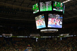 Marcador. Homenaje del Unicaja Baloncesto a la Facultad de Económicas en su 50 Aniversario. Palacio de Deportes José María Martín Carpena. Mayo de 2015