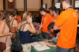 Entrega de acreditaciones. Olimpiada Española de Economía, Fase Nacional. Sala Unicaja de Concier...