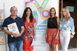 Antonio Castillo, Lourdes García, Rocío Martínez y María Jesús Fernández. Curso "Comunicación deportiva". Cursos de Verano de la Universidad de Málaga. Vélez-Málaga. Julio de 2019