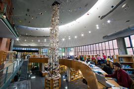 Biblioteca General con la instalación "Biblioteca de Babel XIII", de José Ignacio Díaz ...