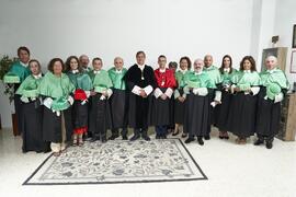 Retrato de grupo previo a la investidura de Hermanfrid Schubart, Alejandro Portes y Luis Enrique de la Villa como Doctores "Honoris Causa" por la Universidad de Málaga. Paraninfo. Octubre de 2024