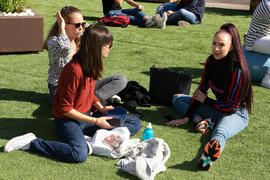 Alumnas en la nueva "Isla Verde" de la Universidad de Málaga. Facultad de Ciencias de l...