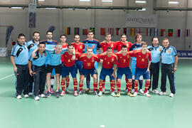 Jugadores de España. Partido España contra Portugal. 14º Campeonato del Mundo Universitario de Fútbol Sala 2014 (FUTSAL). Antequera. Julio de 2014
