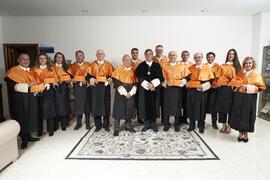 Retrato de grupo previo a la investidura de Hermanfrid Schubart, Alejandro Portes y Luis Enrique de la Villa como Doctores "Honoris Causa" por la Universidad de Málaga. Paraninfo. Octubre de 2024