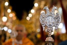 Detalle de bastón. Estación de Penitencia de la Hermandad de los Estudiantes. Málaga. Abril de 2019