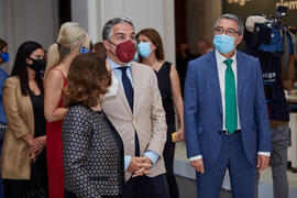 Mariluz Reguero, Elías Bendodo y José Francisco Salado. Inauguración de la exposición "Eugen...