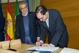 Toma de Posesión de Francisco Criado Aldeanueva como nuevo catedrático del Departamento de Física Aplicada II de la Universidad de Málaga. Edificio del Rectorado. Febrero de 2018