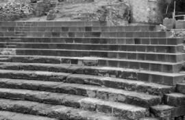 Málaga. Gradas del Teatro Romano. Enero de 1963