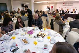 Intervención de Miguel Gaona. Desayuno Informativo de Aula Magna con motivo de su XX Aniversario. Consejo de Estudios Sociales y Comercio de la Universidad de Málaga. Mayo de 2018