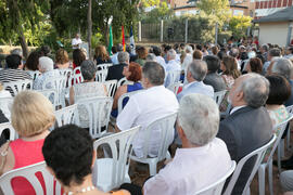 Intervención de Alfonso Carlos Morón en el homenaje al personal que cumple 25 años de servicio en la UMA o jubilado. Jardín Botánico. Junio 2017