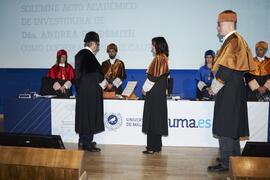 Investidura de Andrea Goldsmith como doctora "Honoris Causa" por la Escuela Técnica Superior de Ingeniería de Telecomunicación de la Universidad de Málaga. Paraninfo. Octubre de 2024