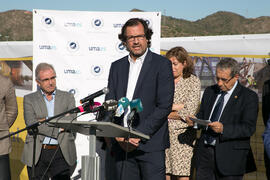 Intervención del arquitecto Eduardo Pérez Gómez. Colocación de la primera piedra de la nueva Facultad de Psicología. Campus de Teatinos. Noviembre de 2017