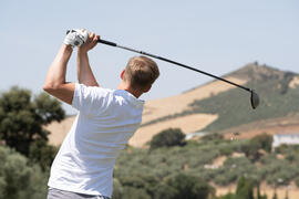 Jugada en el Campeonato Europeo de Golf Universitario. Antequera. Junio de 2019