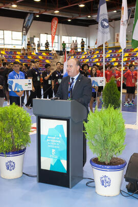 Intervención de Manuel Jesús Barón. Ceremonia de apertura del Campeonato del Mundo Universitario ...