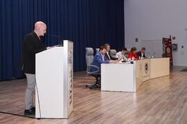 Intervención de Abraham Cortés. Debate electoral entre los candidatos a Rector de la Universidad de Málaga. Escuela Técnica Superior de Ingeniería Informática y Telecomunicaciones. Noviembre de 2023