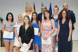 Grupo de alumnos en su graduación del CIE-UMA el Día del Español. Centro Internacional de Español de la Universidad de Málaga. Junio de 2016