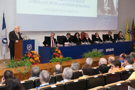 José Manuel Cabra de Luna en la imposición de la Medalla de Oro de la Universidad de Málaga a la Universidad de Granada. Paraninfo. Diciembre de 2016