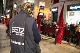 Periodista. Estación de Penitencia de la Hermandad de los Estudiantes. Málaga. Marzo de 2018