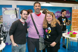 Estand de UMA Convive. Jornadas de Puertas Abiertas de la Universidad de Málaga. Complejo Polideportivo Universitario. Abril de 2018