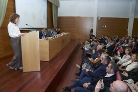 Intervención de María Dolores Pérez Arévalo. I Premios del Aula de Economía y Deporte de la Universidad de Málaga. Edificio del Rectorado. Febrero de 2024