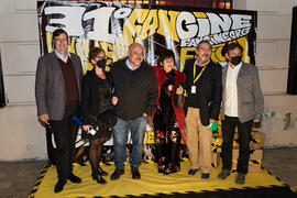 Foto de grupo en photocall. Inauguración de la 31ª edición de Fancine de la Universidad de Málaga. Cine Albéniz. Noviembre de 2021