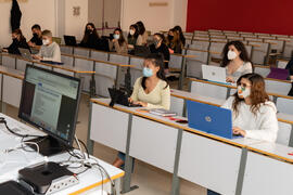 Aula de la Facultad de Ciencias de la Comunicación de la Universidad de Málaga. Campus de Teatinos. Octubre de 2020