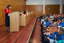 Intervención de Elsa Marina Álvarez. Investidura de Jorge Martínez-Vázquez como Doctor "Honoris Causa" por la Universidad de Málaga. Edificio del Rectorado. Julio de 2025