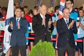 Pedro Montiel, Wolf Frühauf y Manuel Jesús Barón. Ceremonia de apertura del IX Campeonato de Euro...